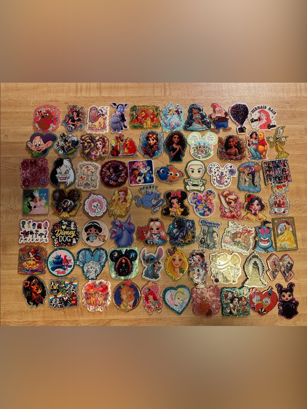 Lot of 70+ Assorted Disney Character Acrylic Flat Back Charms for Crafting
